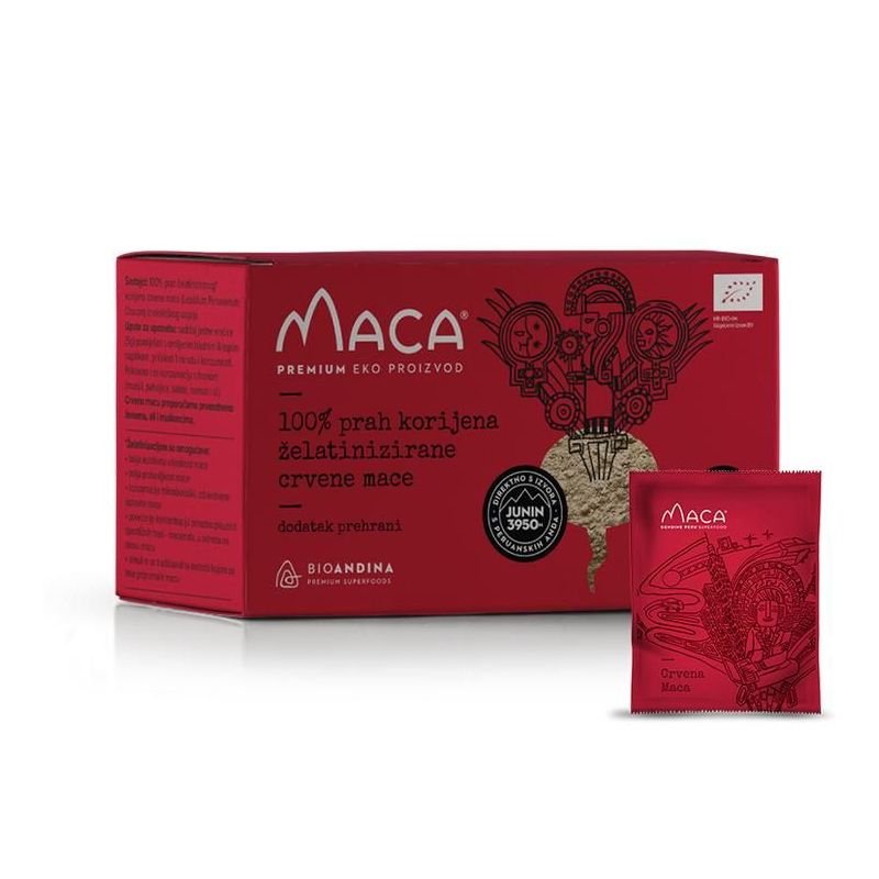 Crvena aktivirana Maca prah – kutija 150g (30x5g) Bioandina Cijena