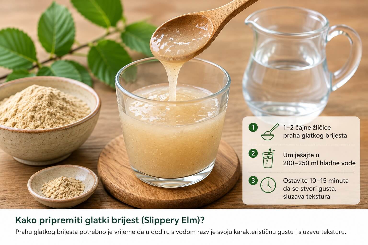 Glatki brijest u prahu pripremljen s vodom