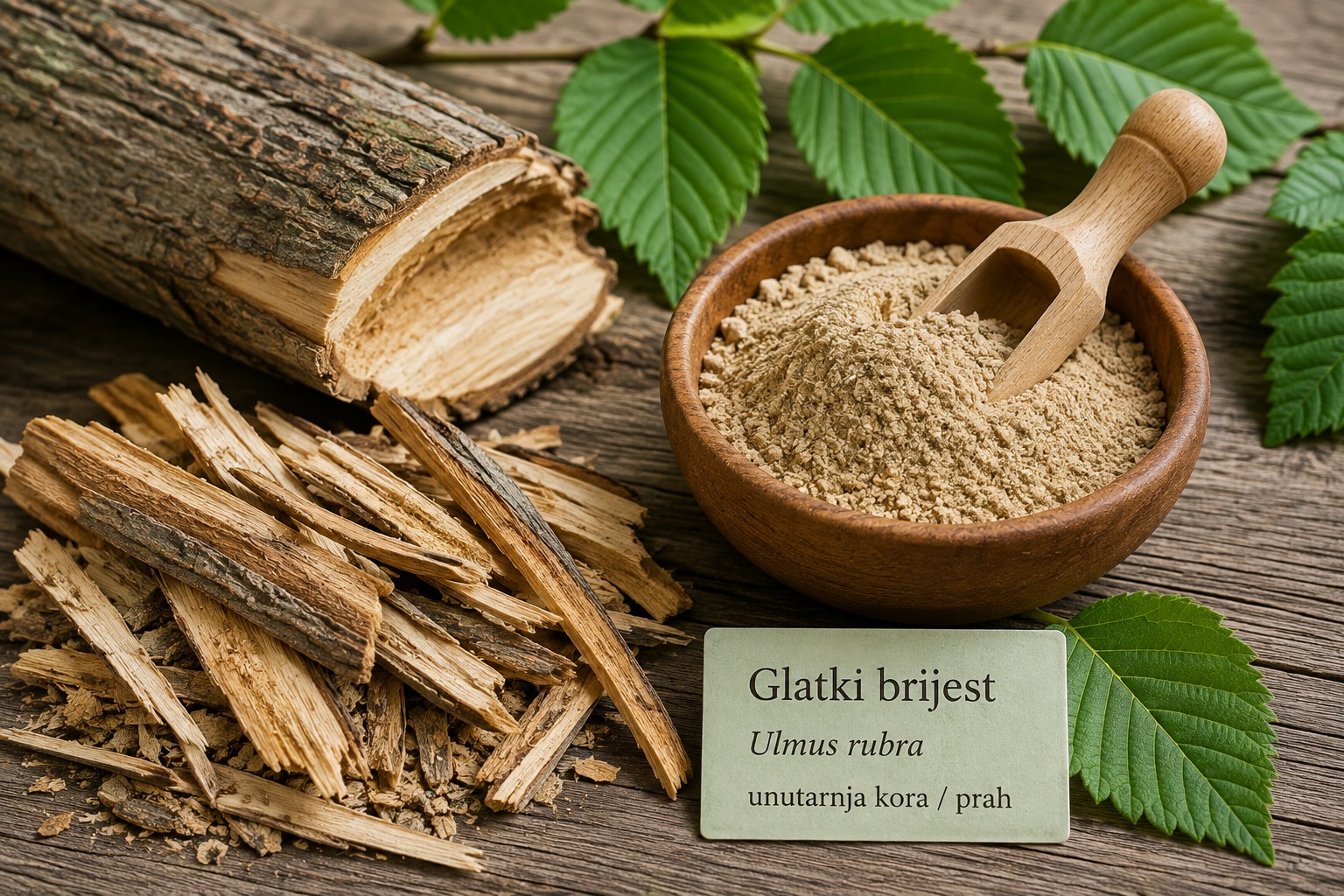 Glatki brijest (Slippery Elm) – unutarnja kora i prah