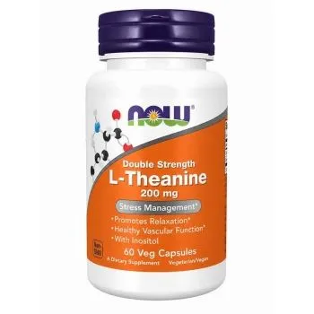 NOW Foods L-Theanine 200 mg s inozitolom, 60 vegetarijanskih kapsula