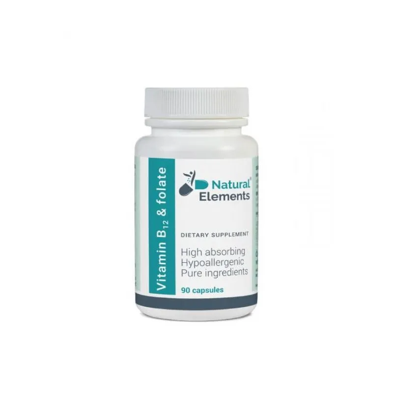 Vitamin B12 i folat Natural Elements 90 kapsula s aktivnim oblicima metilkobalamina, adenozilkobalamina i 5-MTHF folata